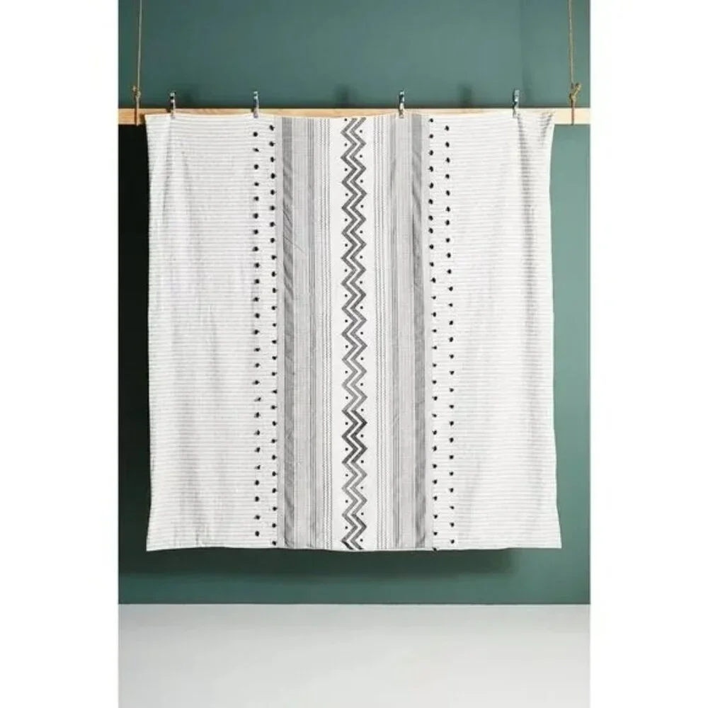 Anthropologie Embelished Pendana California King Duvet Black White NWT $298
